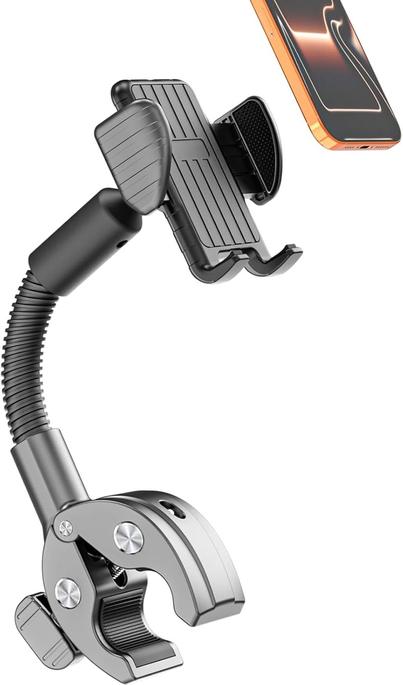 Charchendo Gooseneck Exercise Bike & Spin Bike Phone Holder [Anti-Drop Design], Secure Non-Slip Handlebar Mount Clamp, Fit 17 16 15 14 13 12 Pro Plus Max Mini and 4-7" Phones with Thick Cases - Image 1